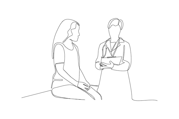 Continuous one line drawing Medical examination at clinic Medical concept Vector illustration