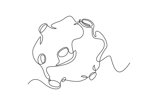Continuous one line drawing Meteor Outer space concept Single line draw design vector graphic illustration