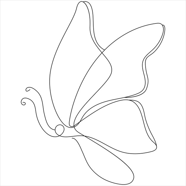 continuous one line drawing of butterfly line art drawing vector illustration
