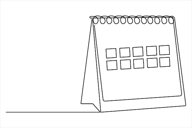 Continuous one line drawing of calendar icon memorable date countdown holiday weekday and weeke