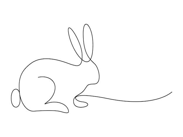 Continuous one line drawing of cute rabbit single line art of beautiful bunny vector illustration