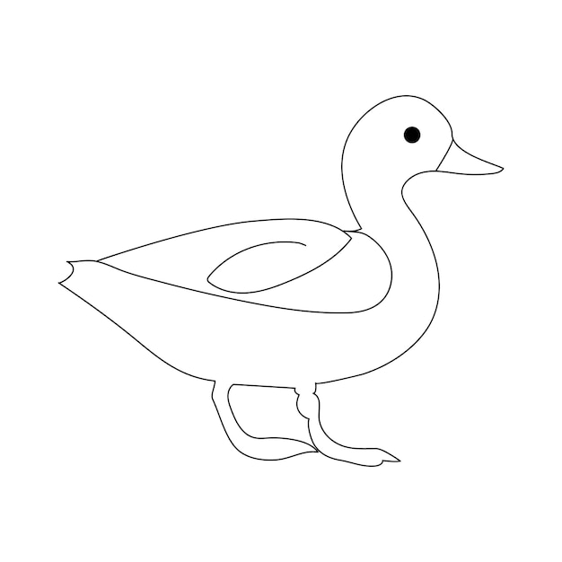 continuous one line drawing of duck outline vector illustration