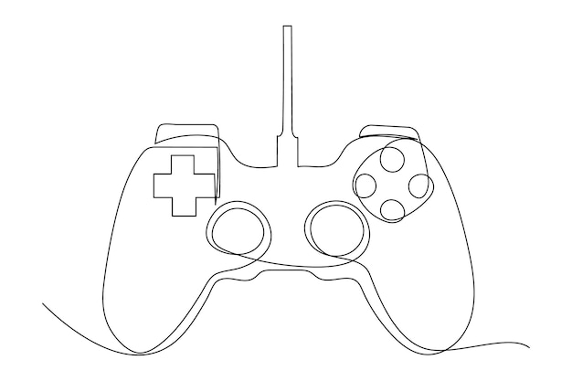 continuous one line drawing of game stick joystick gaming controller outline vector illustration