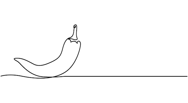Continuous one line drawing of hot red chili pepper graphic design Single line art illustration