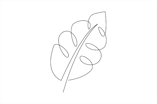 continuous one line drawing of leaf outline vector art illustration isolated on white background