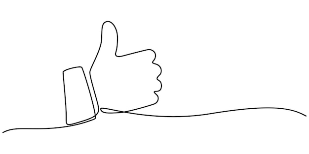 continuous one line drawing of like hand showing thumb up vector illustration minimalist vector