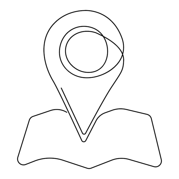 continuous one line drawing of map pointgpsweb conceptmap point isolated on a white background