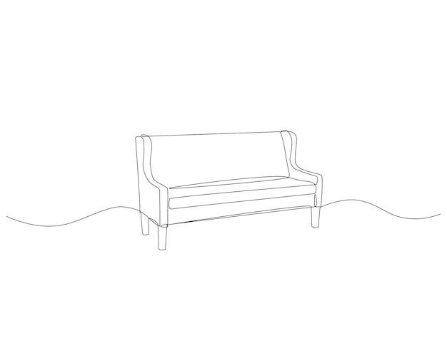 continuous one line drawing of modern sofa one line drawing illustration of couch furniture