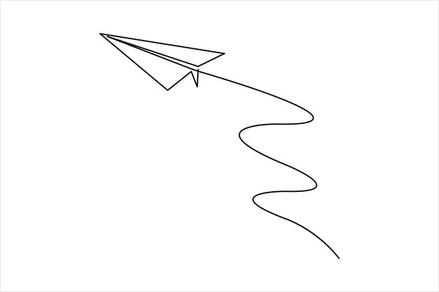 Continuous one line drawing of paper airplane flying design vector illustration