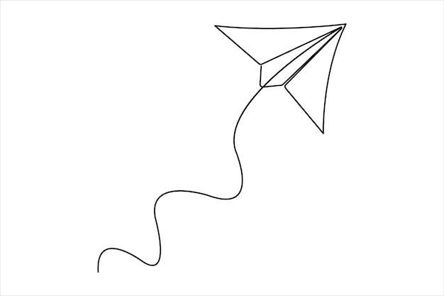Continuous one line drawing of paper airplane flying design vector illustration