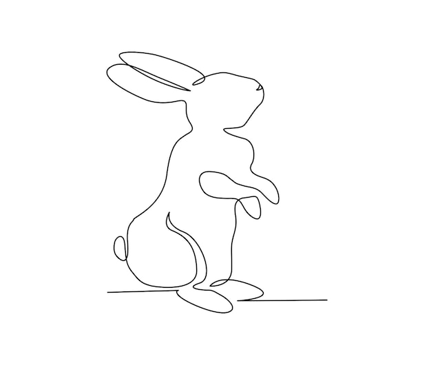 Continuous one line drawing of rabbit Cute bunny simple hand drawn vector illustration
