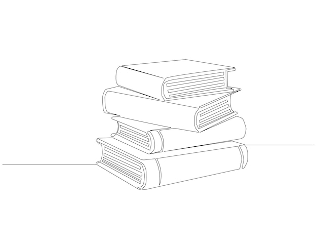 continuous one line drawing of stack of books one line drawing illustration of books stack education book idea school and intelligence concept line art editable outline