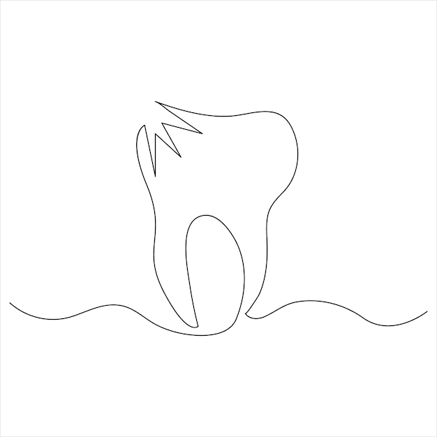 Continuous one line drawing of teeth line art drawing vector illustration