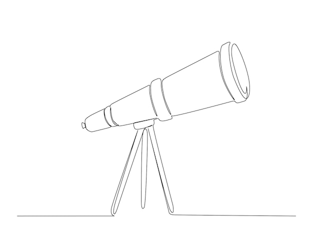 Continuous one line drawing of Telescope astronomy tool