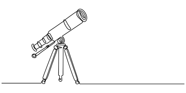 Continuous one line drawing of telescope One line drawing illustration of telescope World space