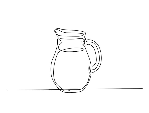 continuous one line drawing of water pitcher glass