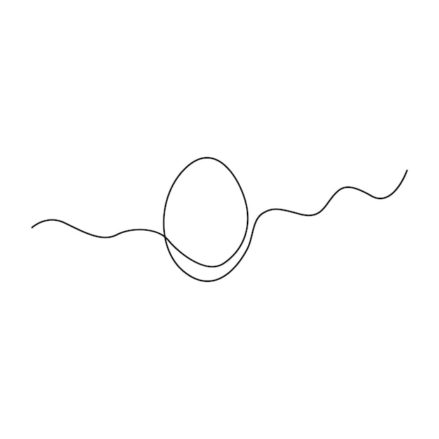 Continuous one line drawing of whole egg vector