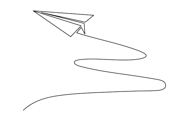 Continuous one line drawing Pointing location at map and paper plane