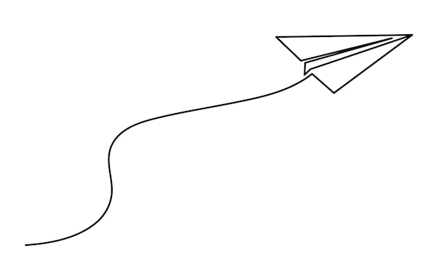 Continuous one line drawing Pointing location at map and paper plane