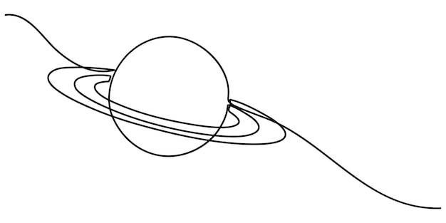 Continuous one line drawing Saturn Planet Vector illustration vector illustration continuous line
