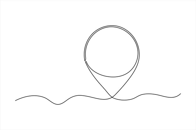Continuous one line google map point and location outline vector art illustration