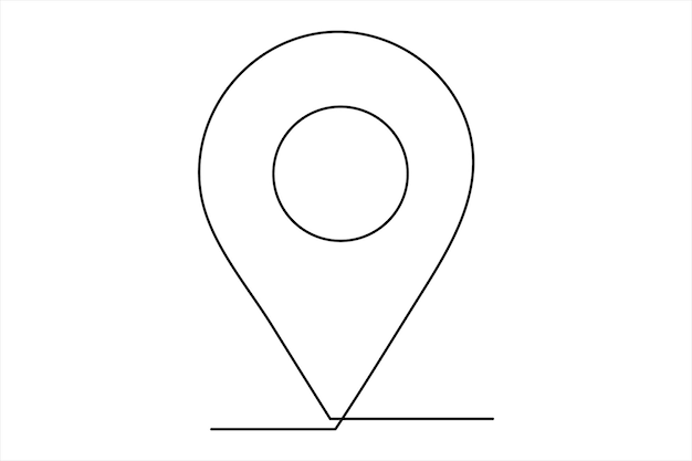 continuous one line google map point and location outline vector art illustration