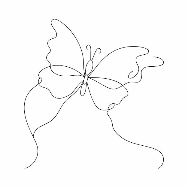continuous oneline art vector of a butterfly in outline style 17