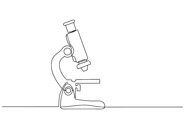Continuous OneLine Drawing of a Microscope Minimalist Science Art