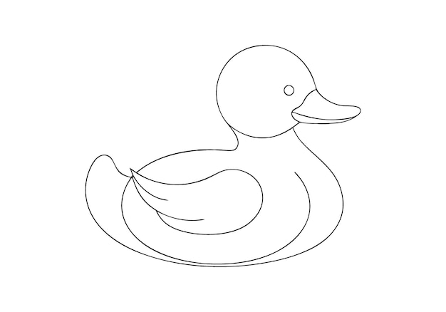 continuous oneline drawing of a rubber duck minimalist toy design