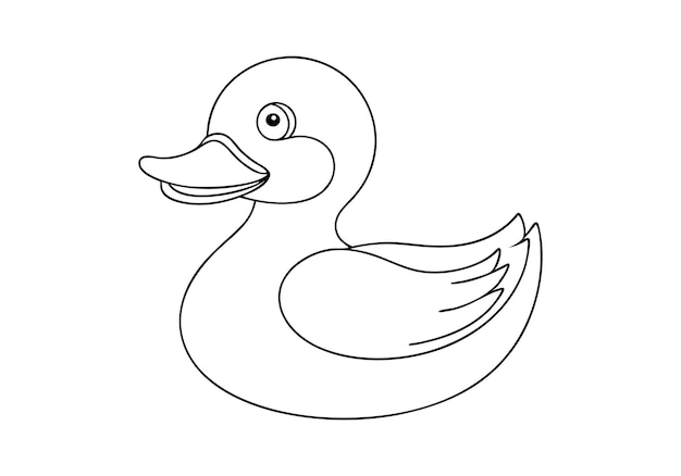 continuous oneline drawing of a rubber duck minimalist toy design
