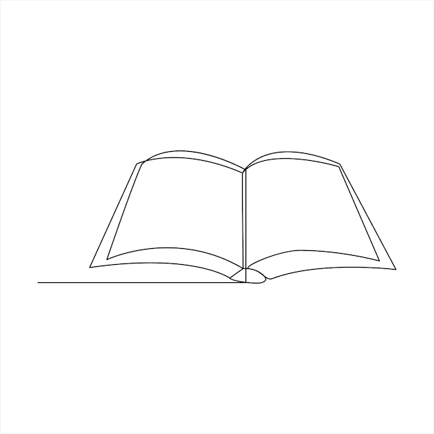 continuous single line art vector illustration on white background open book concept of educational