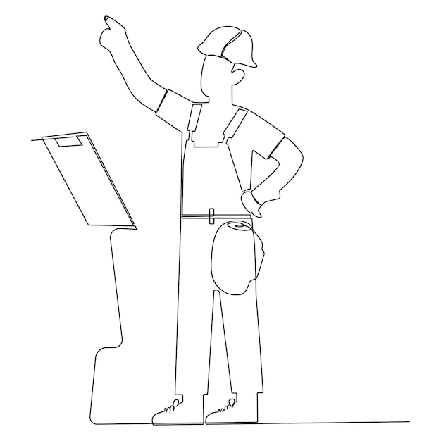 continuous single line drawing labor day concept one line draw design vector art illustration