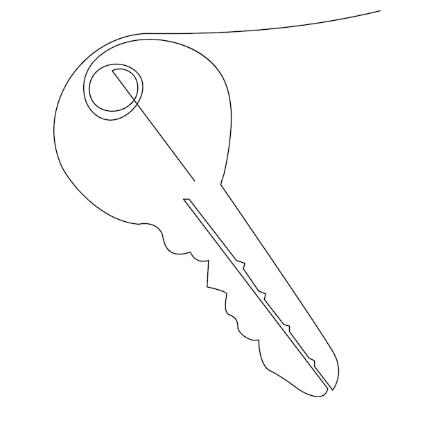 continuous single line lock key outline vector art drawing