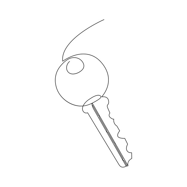 Continuous single line lock key outline vector art drawing