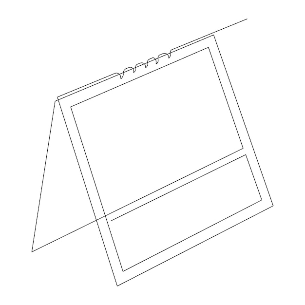 Continuous singleline art of Looseleaf calendar Calendar one line drawing vector and illustration