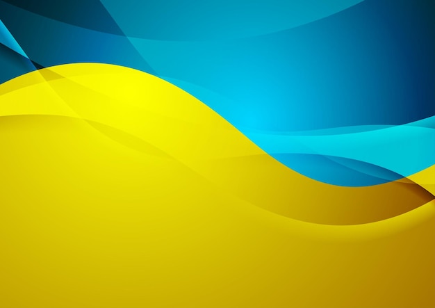 Contrast orange and blue shiny waves abstract background