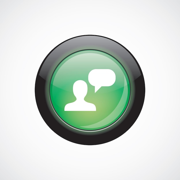 conversation glass sign icon green shiny button. ui website button