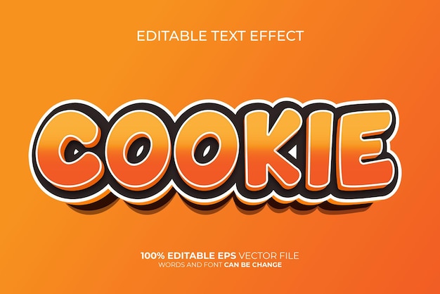 Cookie 3d editable vector text effect style