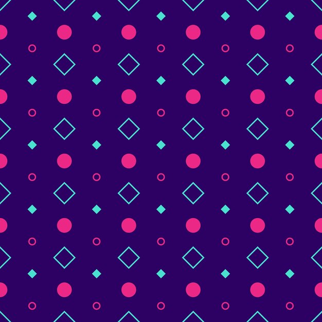 Cool contrasting geometric pattern with pink turquoise ellipses rhombuses Colorful seamless texture