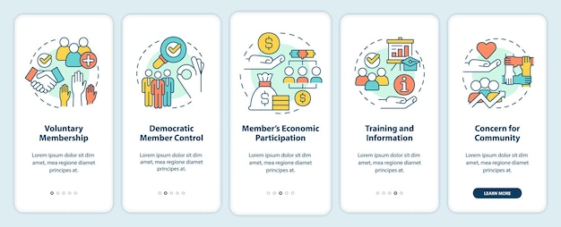 Cooperative principles onboarding mobile app screen