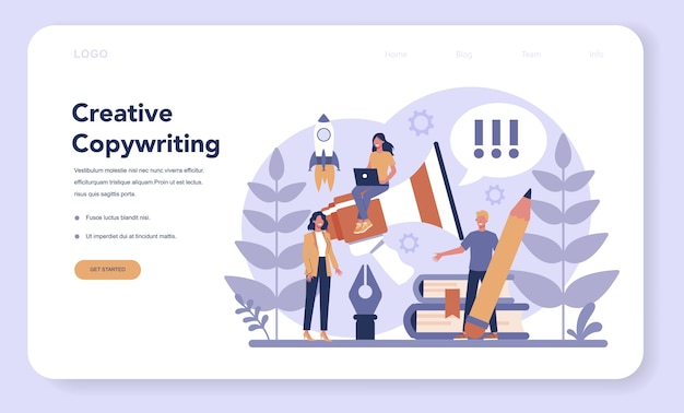 Copywriter web banner or landing page.