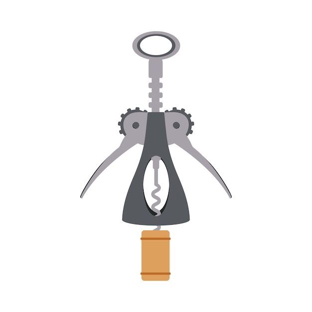 cork screw and wine stopper illustration isolated on white background corkscrew uncork process