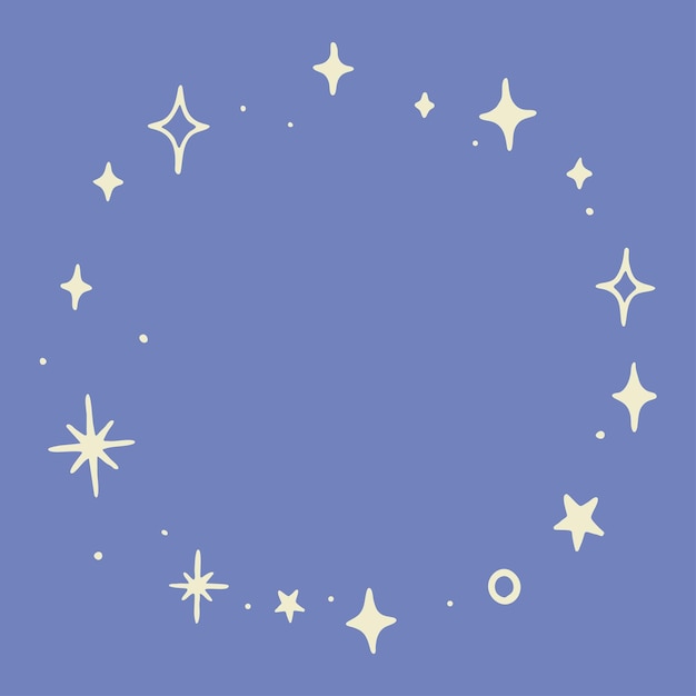 cosmic round frame with stars and spark shines mystical and celestial aesthetic design