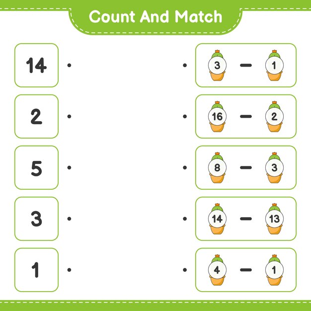 count and match count the number of cactus and match with the right numbers