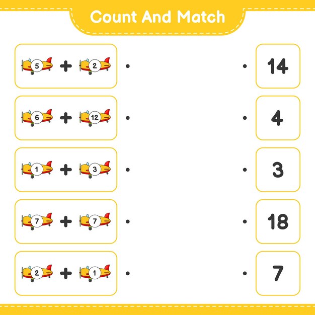 count and match, count the number of plane and match with the right numbers