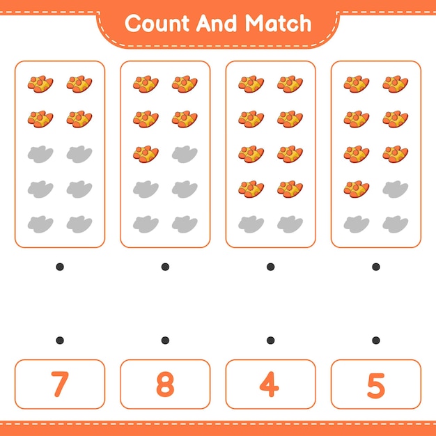 Count and match count the number of Slippers and match with the right numbers