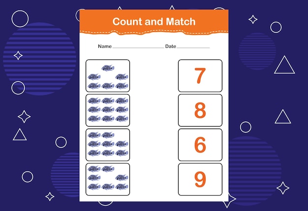 Count and match with the correct number Matching education game Count how many items and choose the correct number