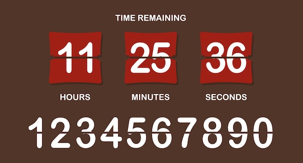 Countdown timer icon Flipstyle numeric display showing days hours minutes seconds with brown background bold split numbers and a clear timeremaining header in white text