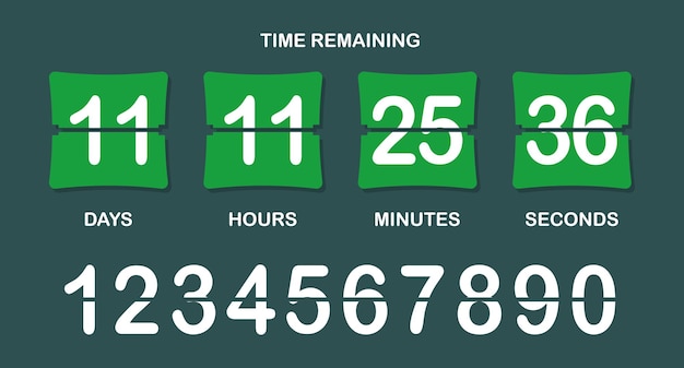 Countdown timer icon Flipstyle numeric display showing days hours minutes seconds with brown background bold split numbers and a clear timeremaining header in white text