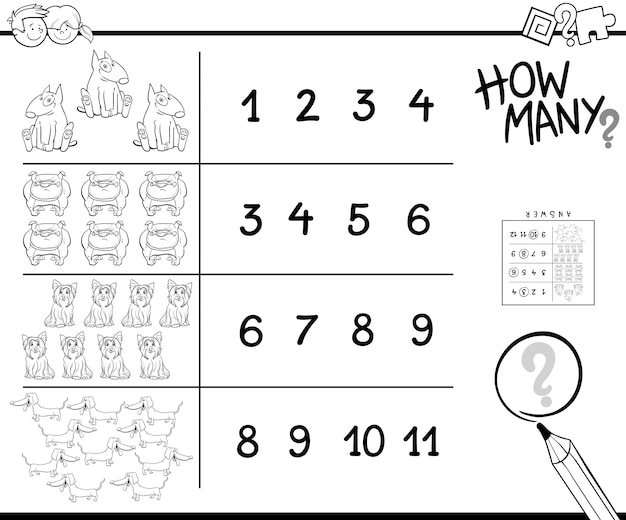 Counting game with dogs for coloring